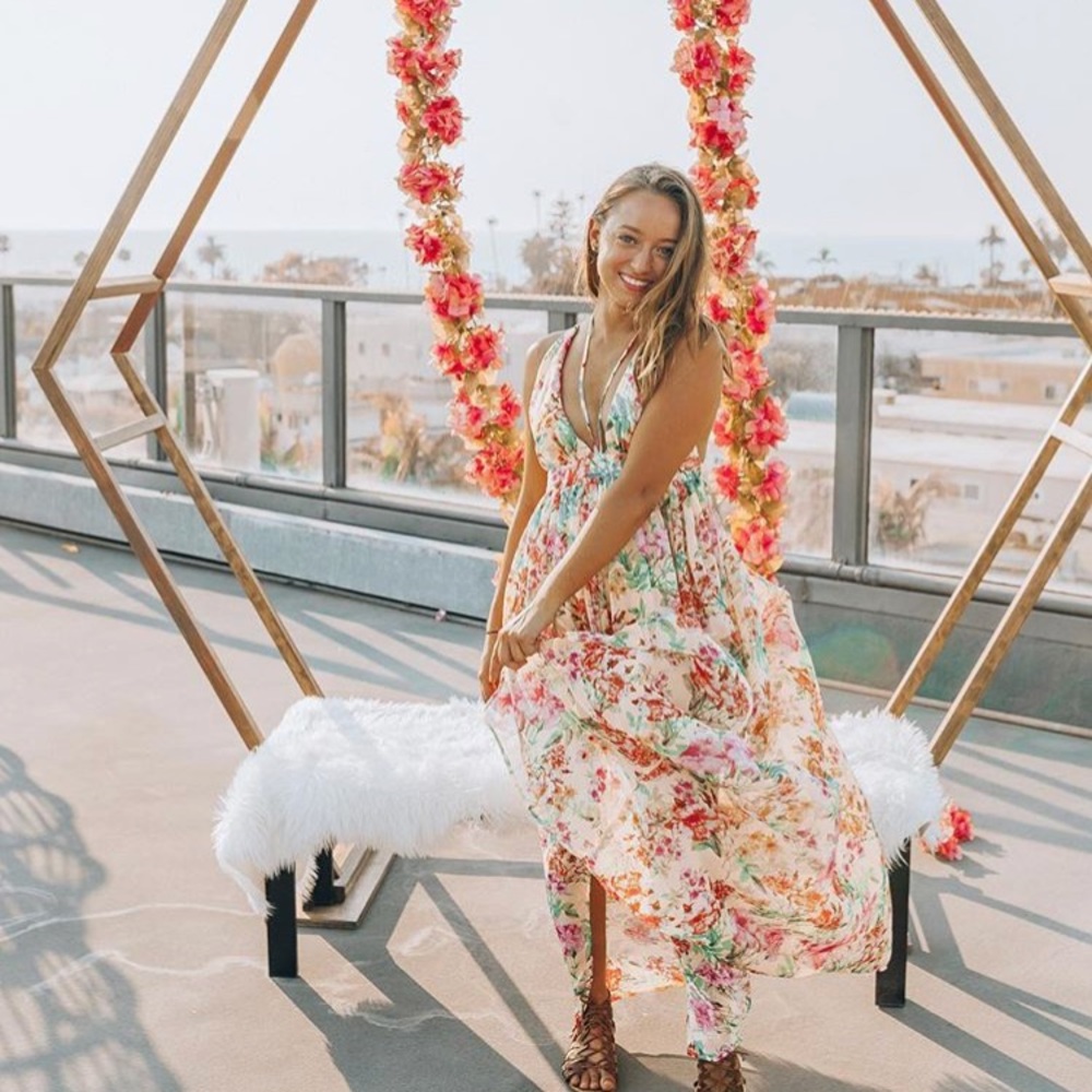 Yellow Floral Print Maxi